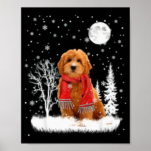 Goldendoodle Under Moonlight Snow Christmas Pajama Poster