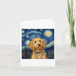 Goldendoodle Van Gogh Starry Night  Card