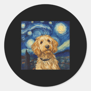 Goldendoodle Van Gogh Starry Night Classic Round Sticker