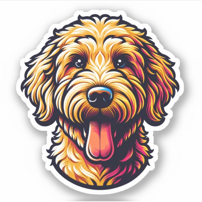 Goldendoodle Vinyl Dog Sticker (Front)