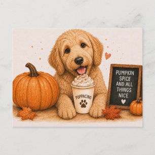 Goldendoodle Warm Pumpkin Spice Puppaccino Postcard