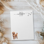 Goldendoodle Watercolor Monogram Personalised  Notepad<br><div class="desc">This design may be personalised in the area provided by changing the photo and/or text. Or it can be customised by clicking Personalise this Template and then choosing the click to customise further option and delete or change the colour of the background, add text, change the text colour or style,...</div>