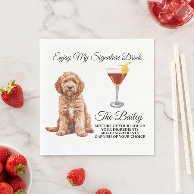 Goldendoodle Wedding Signature Drink Napkins (Insitu)