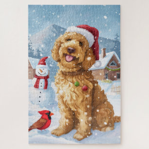 Goldendoodle Winter Wonderland Christmas Joy Jigsaw Puzzle