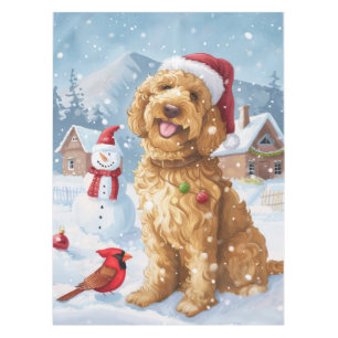 Goldendoodle Winter Wonderland Christmas Joy Tablecloth