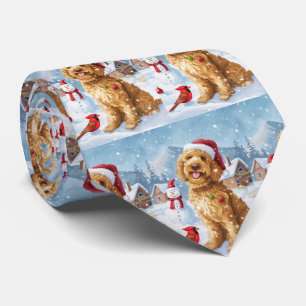 Goldendoodle Winter Wonderland Christmas Joy Tie