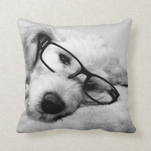 Goldendoodle With Glasses Cushion