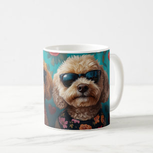 Goldendoodle With Heart Roses Valentine's Day Coffee Mug