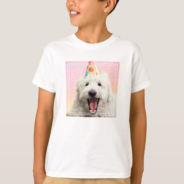 Goldendoodle With Party Hat T-Shirt (Front)