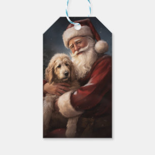 Goldendoodle With Santa Claus Festive Christmas Gift Tags