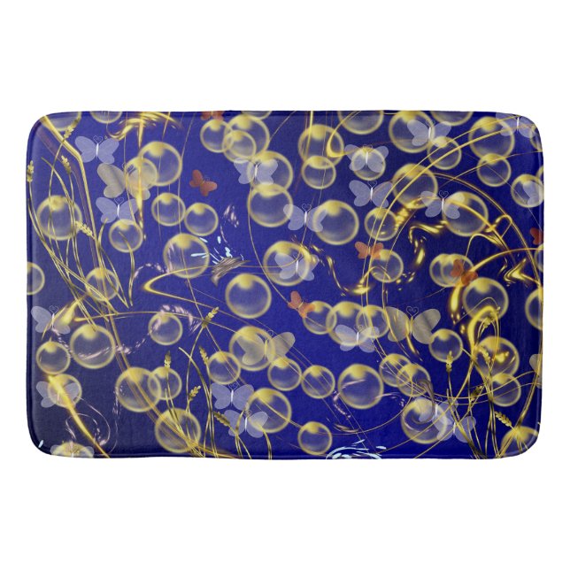 goldene blasen auf dunkel blauem untergrund  bath mat (Front)