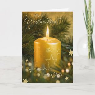 Goldene Weihnachtskerze Holiday Card