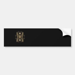 Goldenes Ornament auf schwarzen Hintergrund Bumper Sticker