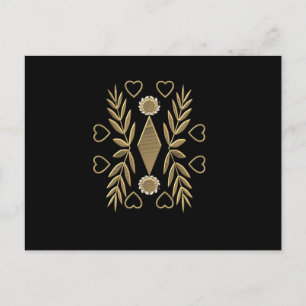 Goldenes Ornament auf schwarzen Hintergrund Postcard