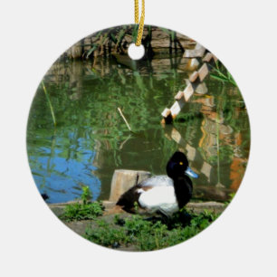 goldeneye duck at the pond ceramic tree decoration