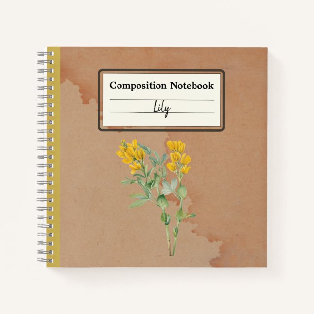 Goldenpea Flower Personalised Composition Notebook (Front)