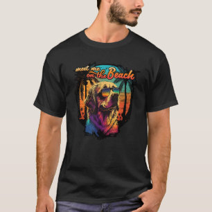 Goldenretriever Sunset with Palmtrees Beach Summer T-Shirt