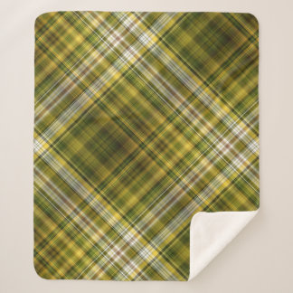 Goldenrod and Daisies Yellow and Green Plaid Sherpa Blanket
