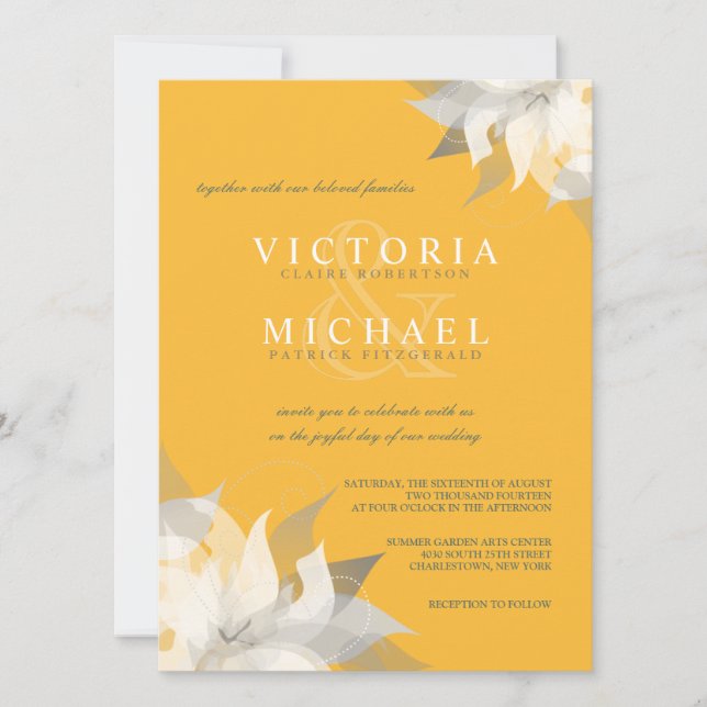 Goldenrod and White Floral Wedding Invitations (Front)