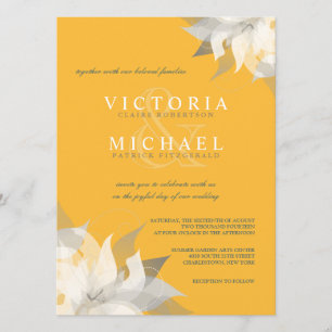 Goldenrod and White Floral Wedding Invitations