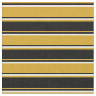 Goldenrod, Black, and White Stripes/Lines Pattern Fabric