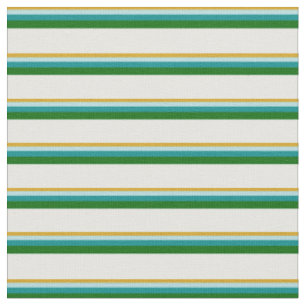 Goldenrod, Blue, Cyan, Dark Green & Mint Cream Fabric