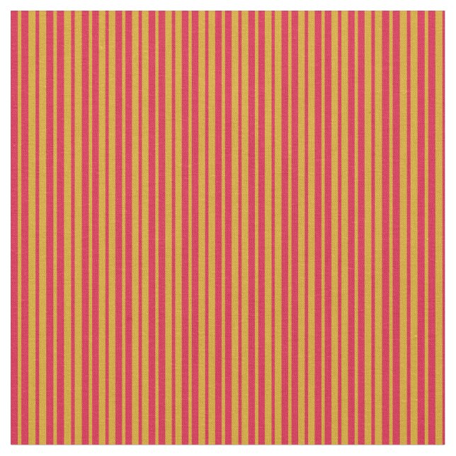 Goldenrod & Crimson Coloured Lined Pattern Fabric (Close Up)