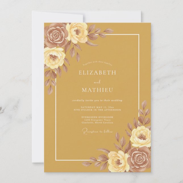 Goldenrod Earthy Boho Wedding Invitation (Front)