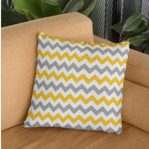Goldenrod & Gray Chevron Pillow