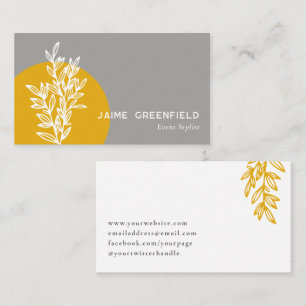 Goldenrod & Grey Greenery Line Art Business Card