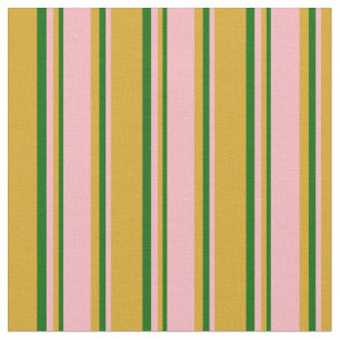 Goldenrod, Light Pink, and Dark Green Coloured Fabric