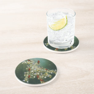 Goldenrod & Songbirds Christmas Greeting Coaster