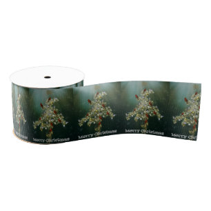 Goldenrod & Songbirds Christmas Greeting Grosgrain Ribbon