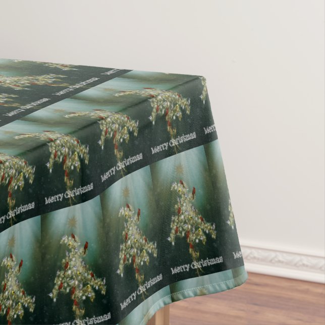 Goldenrod & Songbirds Christmas Greeting Tablecloth (In Situ)