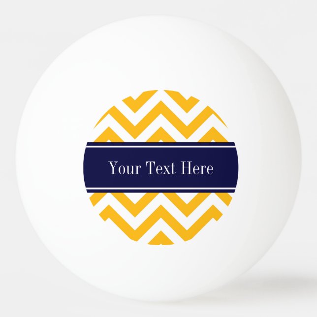Goldenrod White LG Chevron Navy Blue Name Monogram Ping Pong Ball (Front)