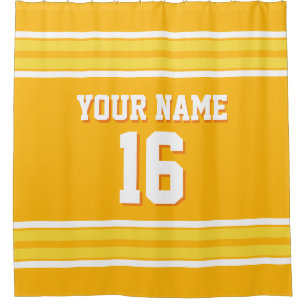 Goldenrod with Yellow White Stripes Sports Jersey Shower Curtain
