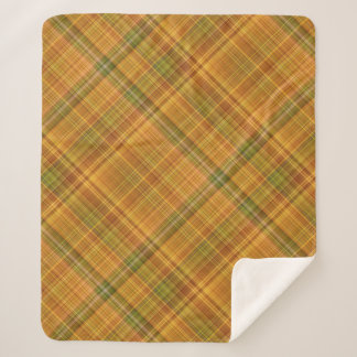 Goldenrod Yellow, Orange, and Green Plaid Sherpa Blanket