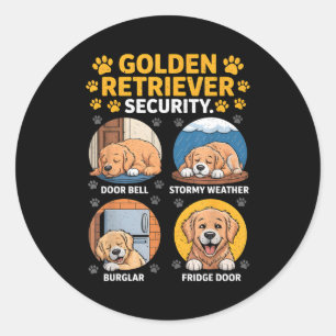 Goldens Tee Golden Retriever Security Funny Classic Round Sticker
