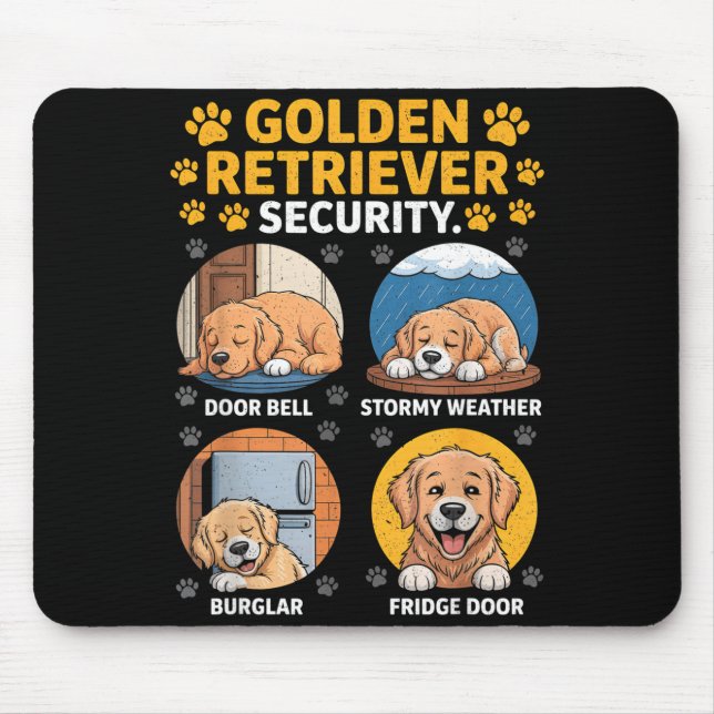 Goldens Tee Golden Retriever Security Funny  Mouse Mat (Front)