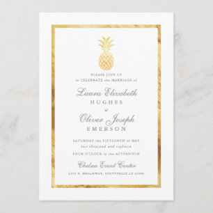 GoldenTropical Pineapple Gold Wedding Invitations