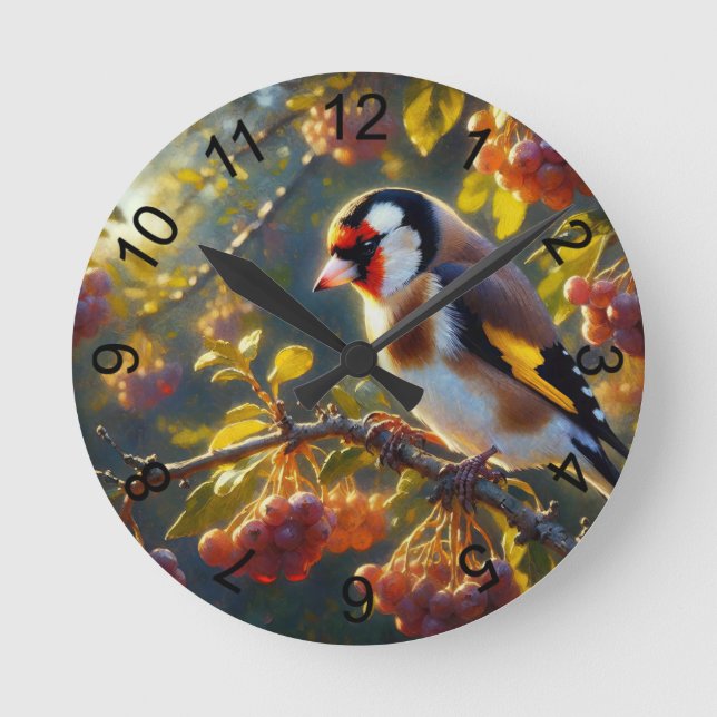 Goldfinch 2 round clock (Front)