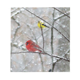 Goldfinch And Cardinal Notepad