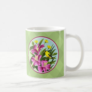 Goldfinch and Flower Mugs
