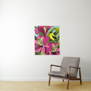 Goldfinch and Flowers Tapestry