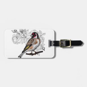 Goldfinch and roses luggage tag