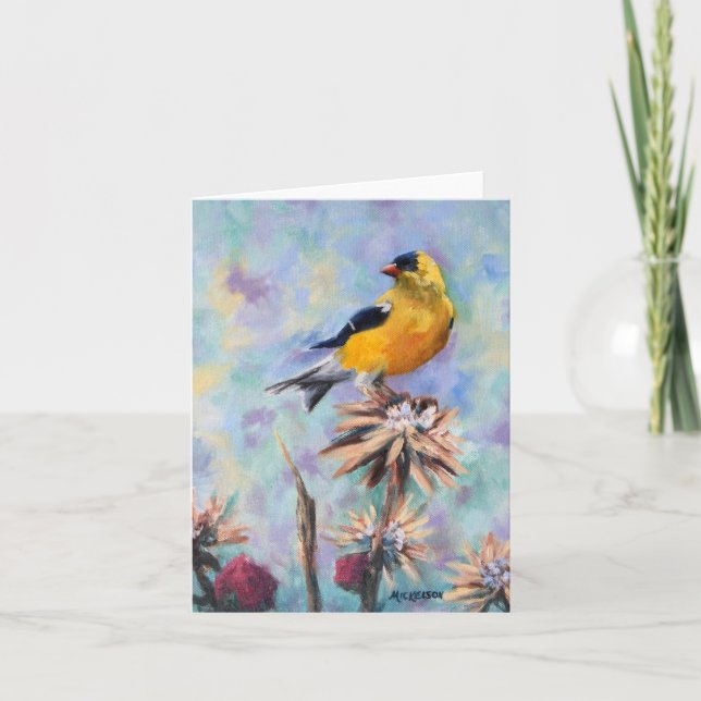 Goldfinch Bird Fine Art All Occasion Card (Front)
