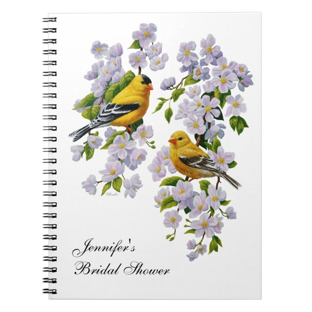 Goldfinch Birds & Flowers U-Pick Background Colour Notebook (Front)