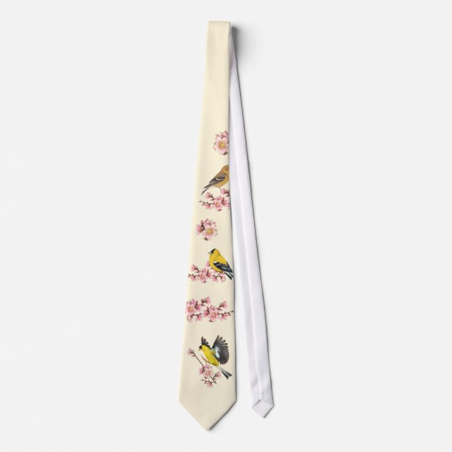 Goldfinch Cherry Blossom Tie (Front)