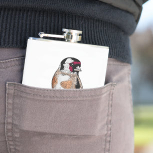 Goldfinch drawing hip flask