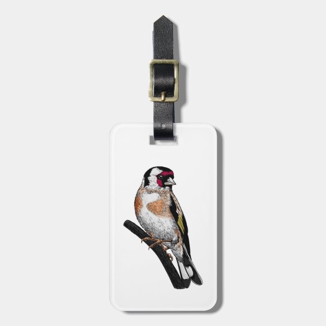 Goldfinch drawing luggage tag (Front Vertical)